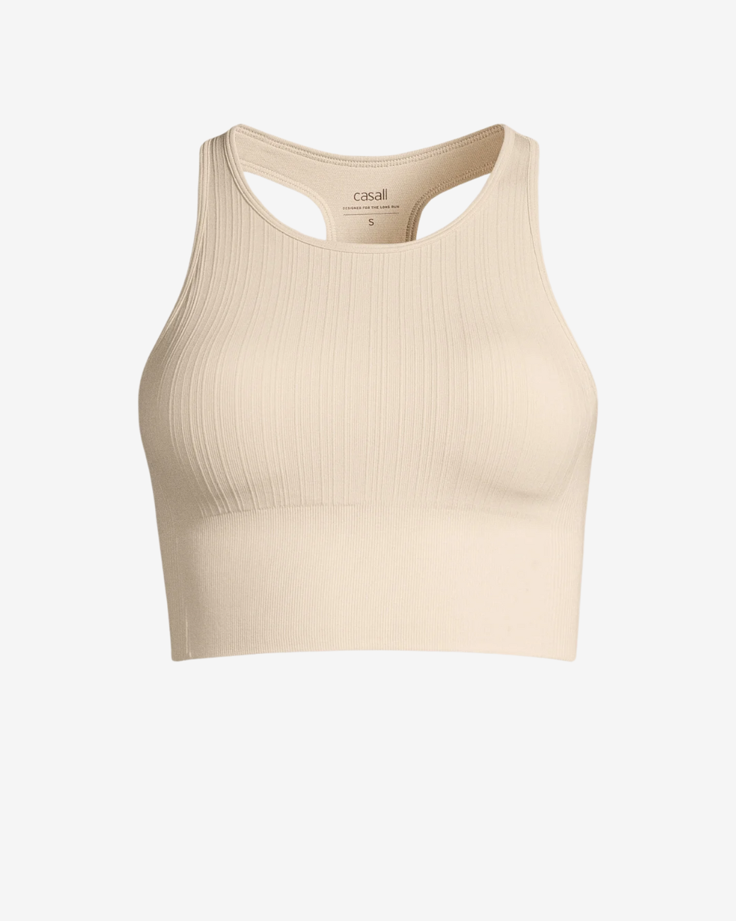 Multi Rib Seamless Padded Sports Top Ecru