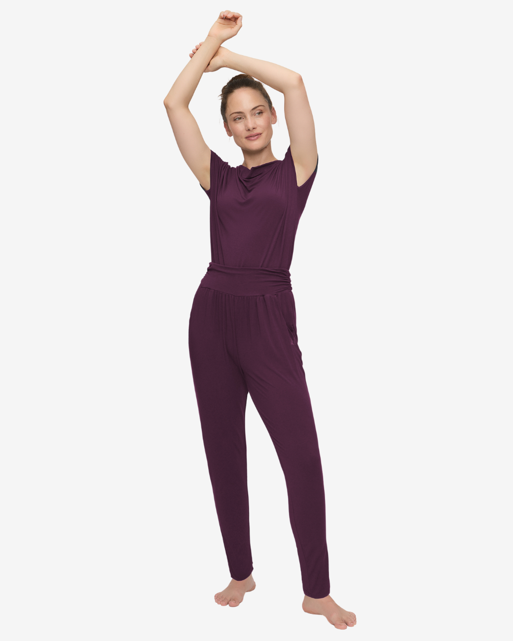 Yogahose Roll Down - Dark Plum