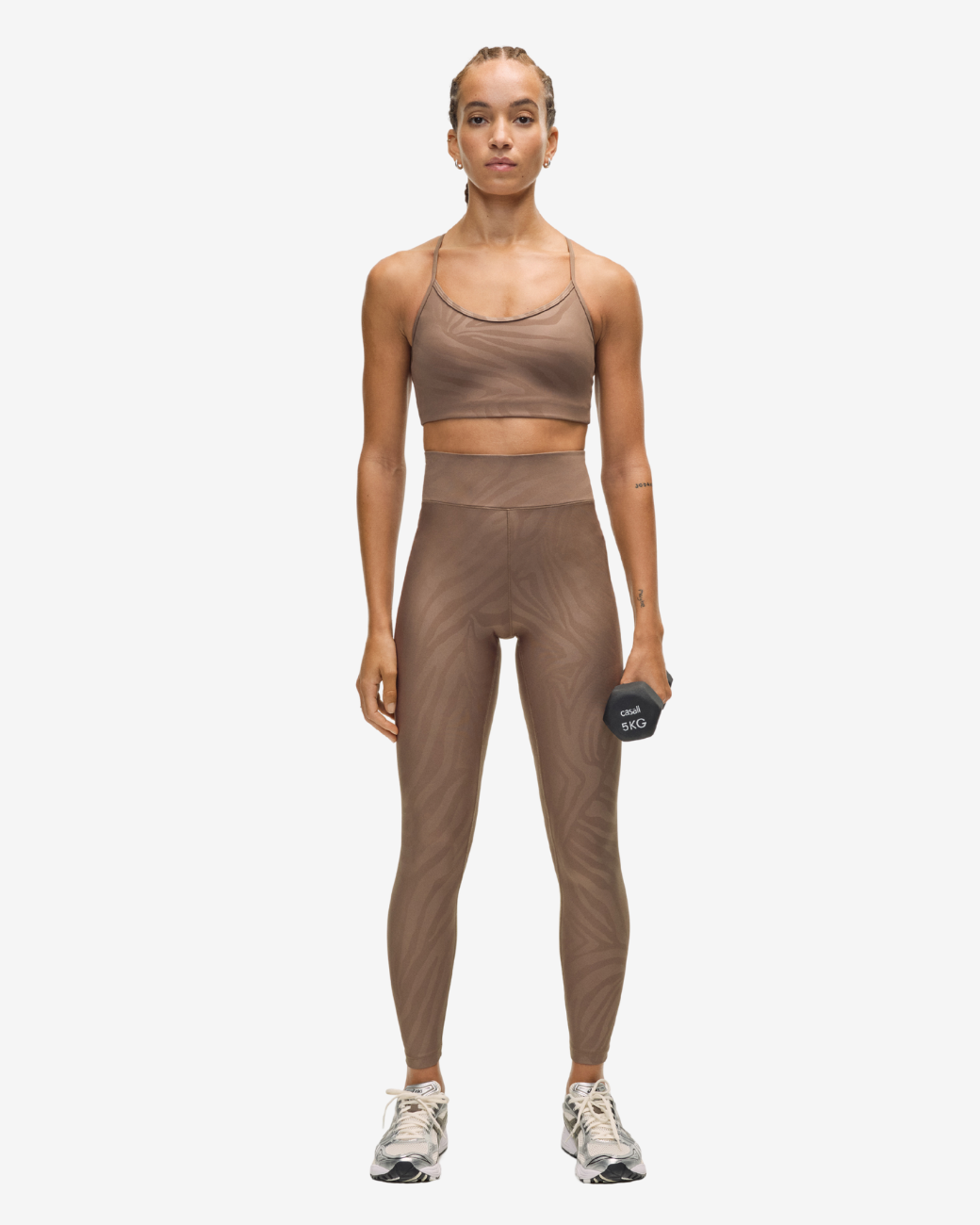 Heat Printed High Waist Tights Zebra Khaki