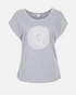 greenyogashop T-Shirt OM in Grau Melange aus Biobaumwolle mit weißem Om-Druck und angeschnittenen Ärmeln