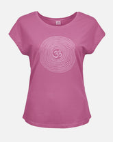 greenyogashop T-Shirt Om in Mauve aus weichem Tencel-Biobaumwoll-Mix mit handgedrucktem Om-Symbol