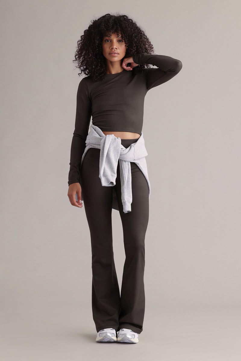 Longsleeve Cropped Always Dressed Forest Night – Nahaufnahme Stoff – Hey Honey