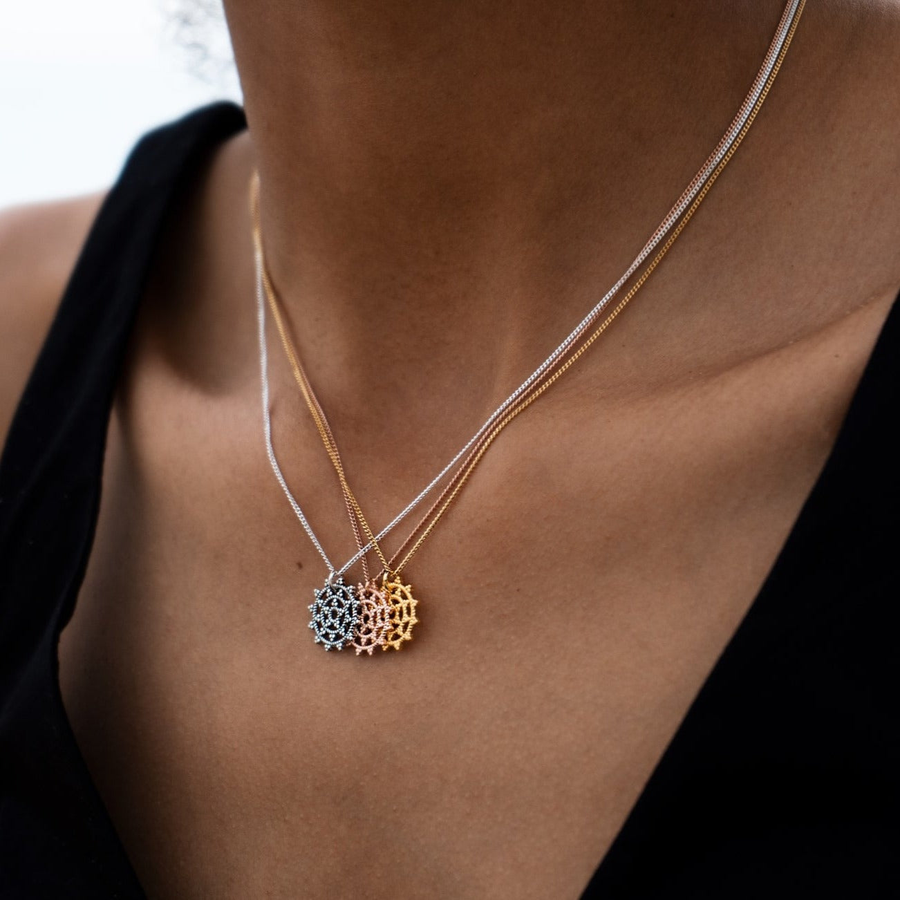 Wheel of Karma Kette Matt-Gold